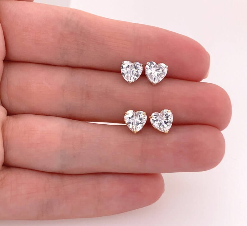 1 Carat Heart Shape Diamond Stud Earrings