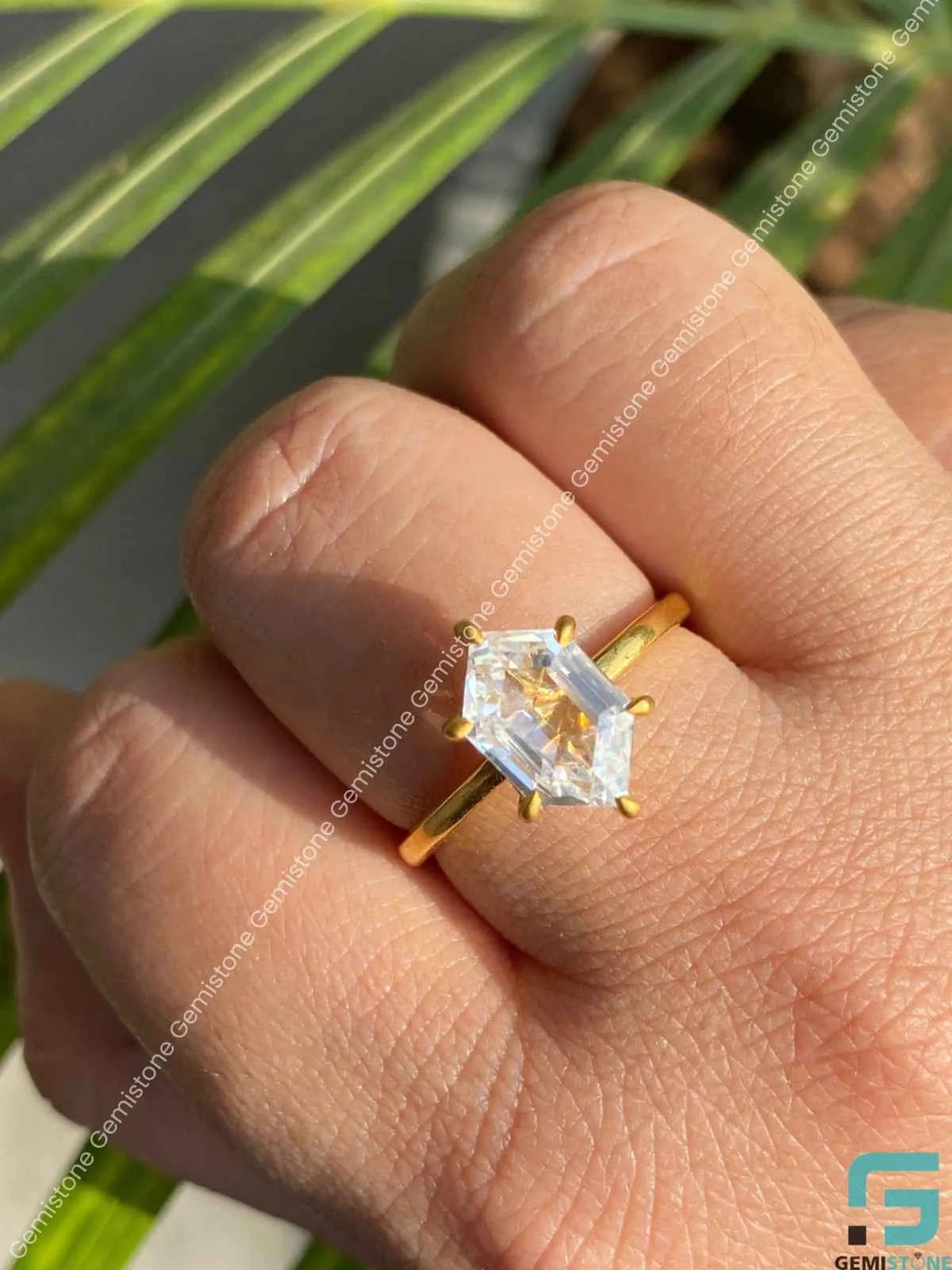 Hexagon Moissanite Wedding Ring