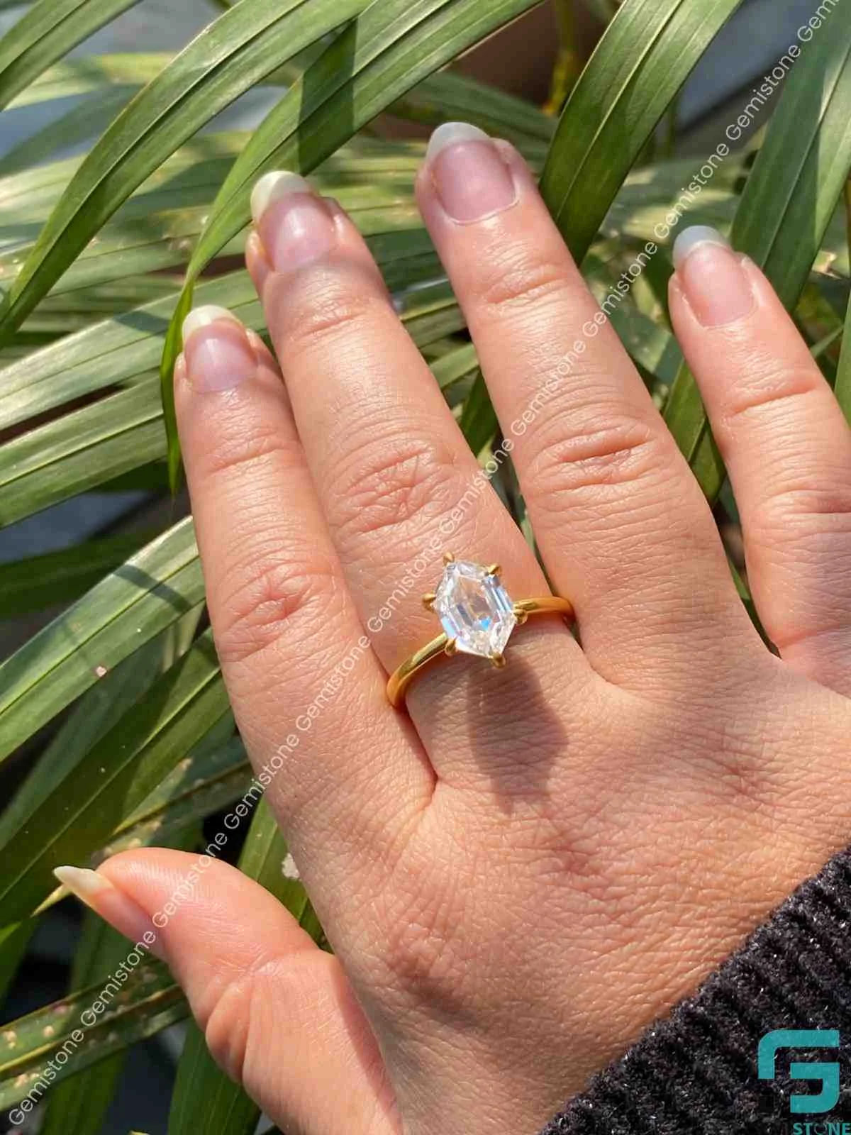 Hexagon Moissanite Women Engagement Ring