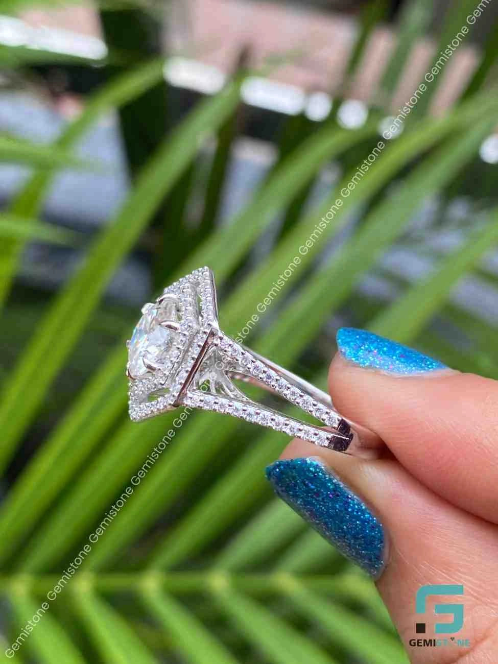 Hexagone Double Halo Ring