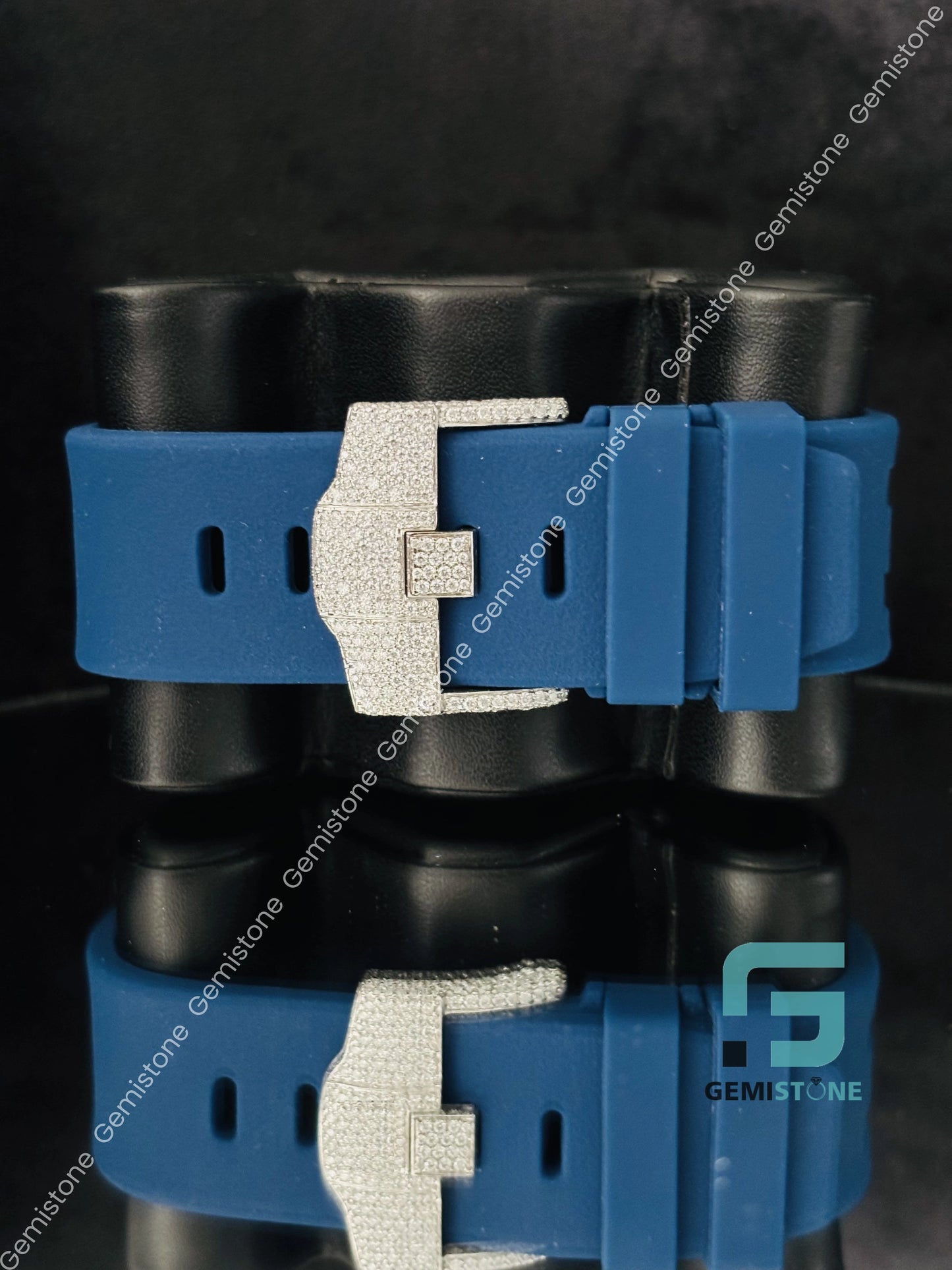 Hip Hop Bust Down Blue Silicon Belt AP Watch