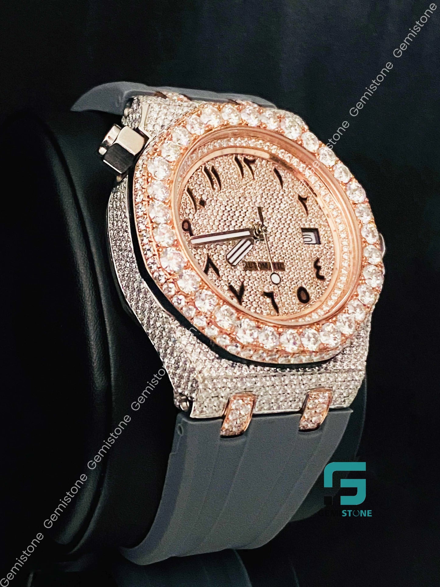 Hip Hop Silicon Belt Moissanite Watch
