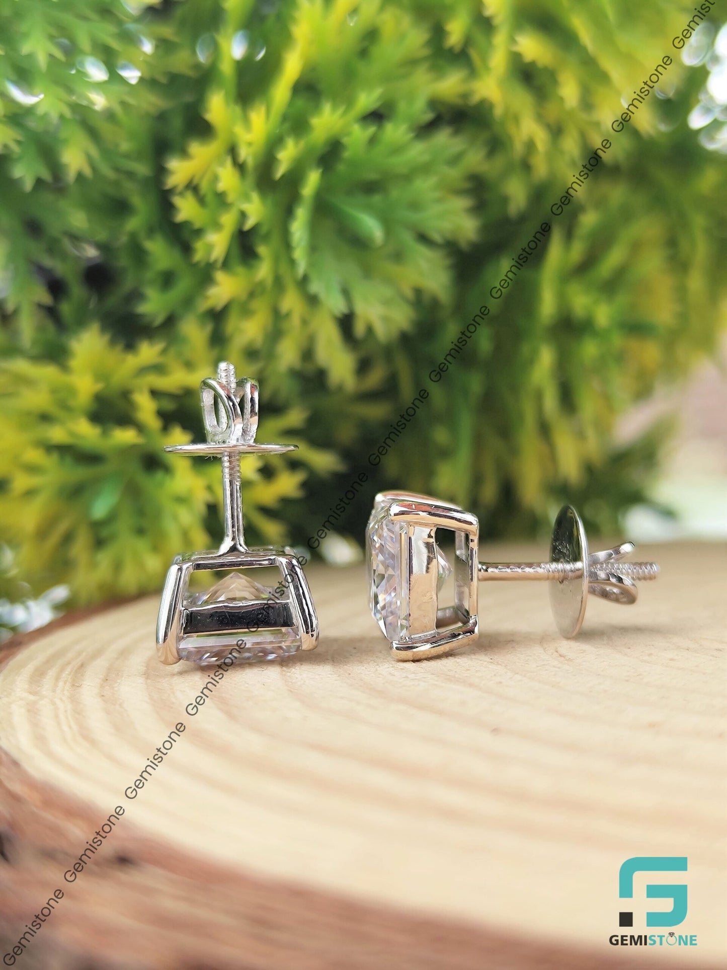 8mm Moissanite Princess Cut Stud Earrings
