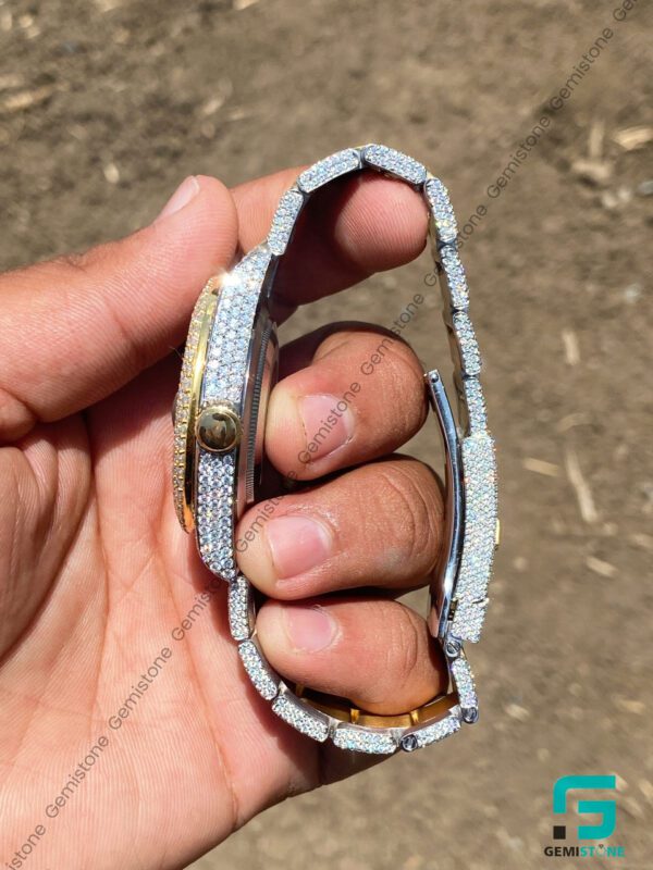 VVS Moissanite D Color Two Tone Fully Iced Out Moissanite Watch