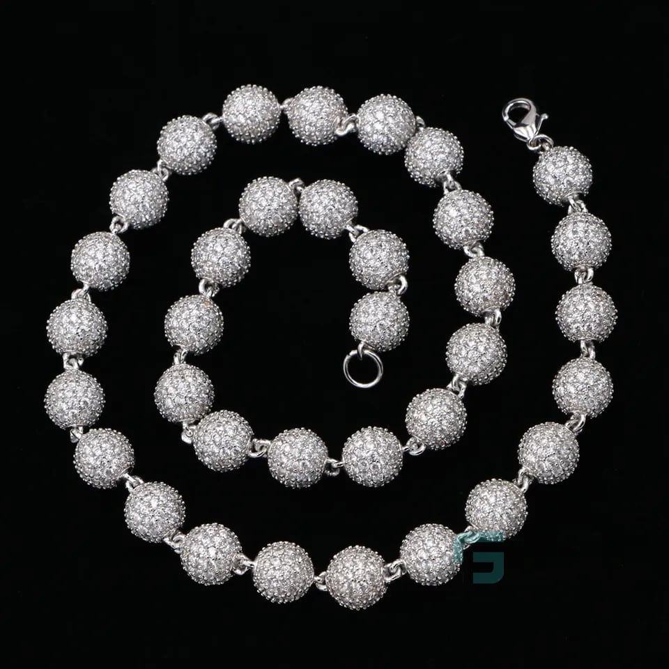 10mm Cluster Diamond Ball Chain | Beaded Ball Chain Necklace