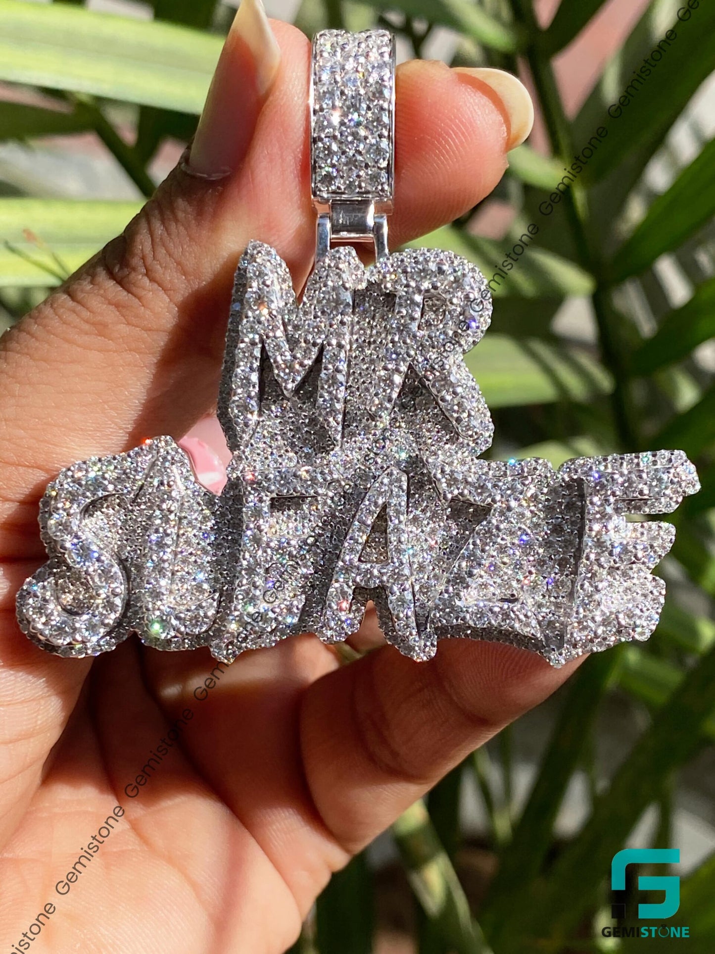 Custom Iced Out Moissanite Diamond Intial Letter Pendant "MR SLEAZE"
