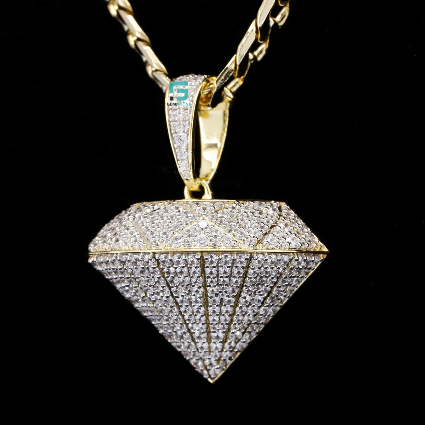 14K Gold Men's Hip Hop Style Moissanite DIAMOND Shaped Pendant