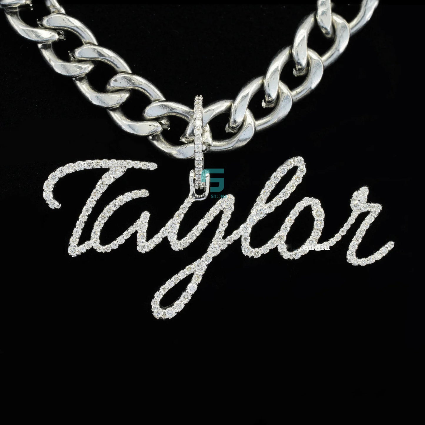 Stunning 925 Silver Trendy Moissanite TAYLOR Name Custom Initial Pendant