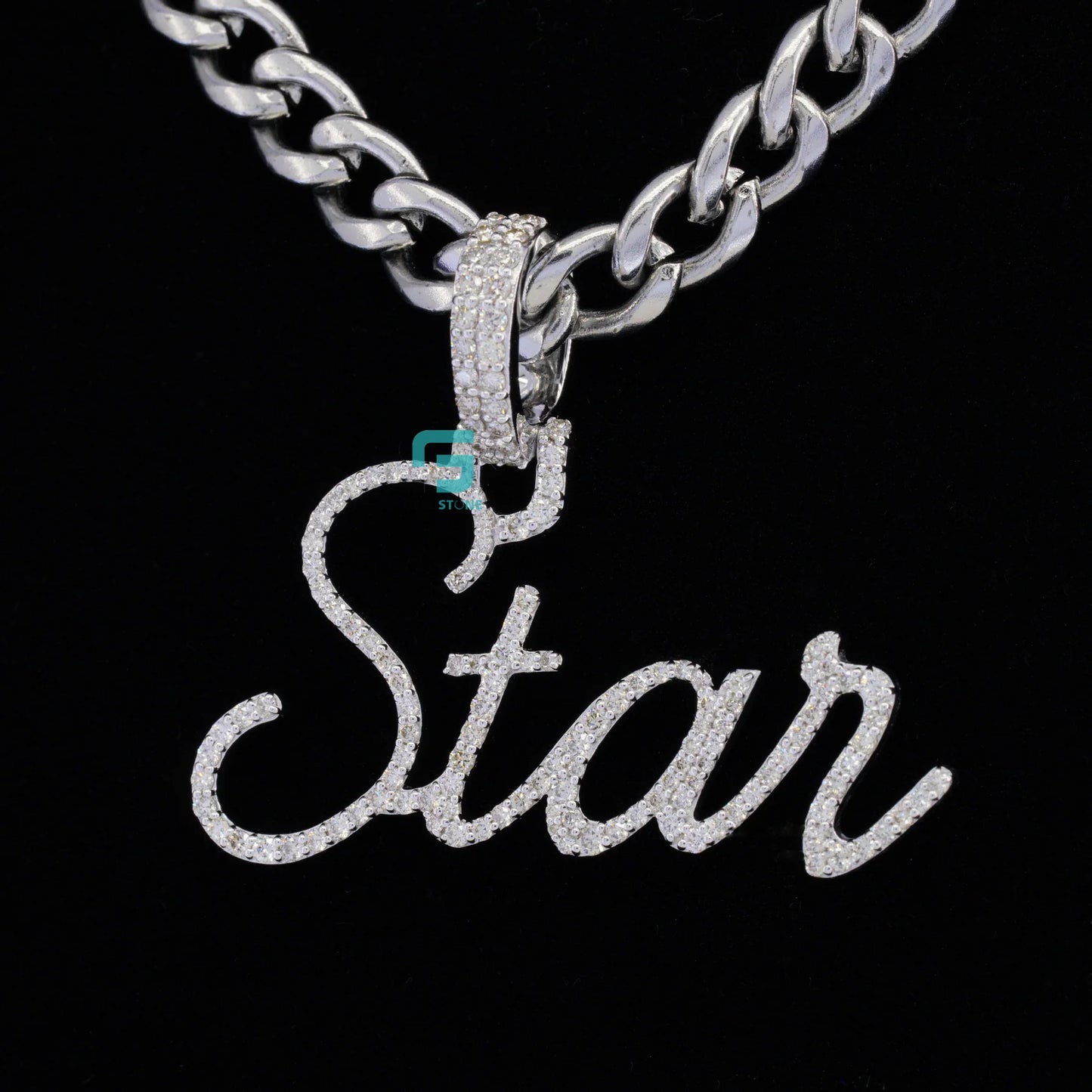925 Silver Custom Hip Hop Moissanite Diamond Pendant Letter STAR
