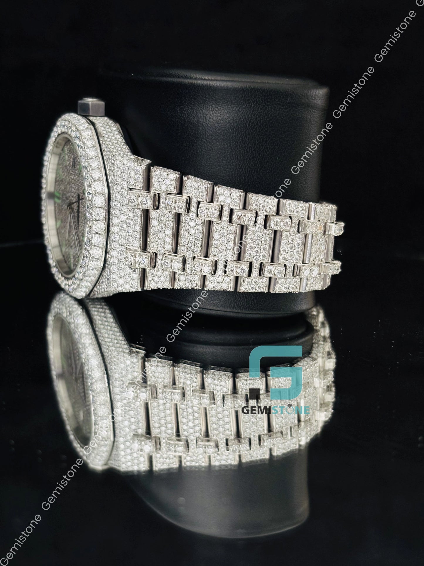 Iced Out Hip Hop Moissanite Studded Wrist Watch For Men_s