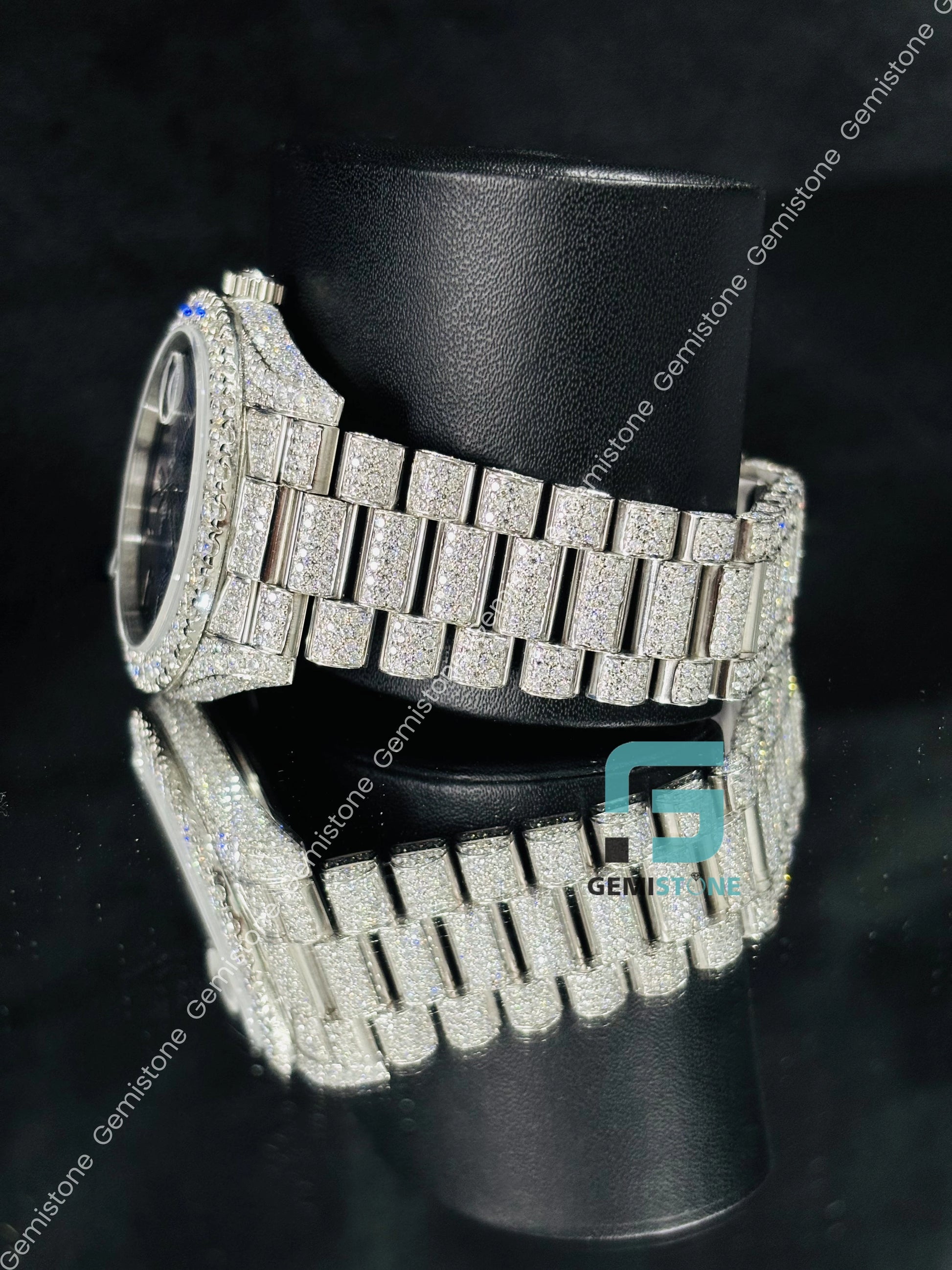 Iced Out Moissanite Hip Hop Studded Watch For Men_s