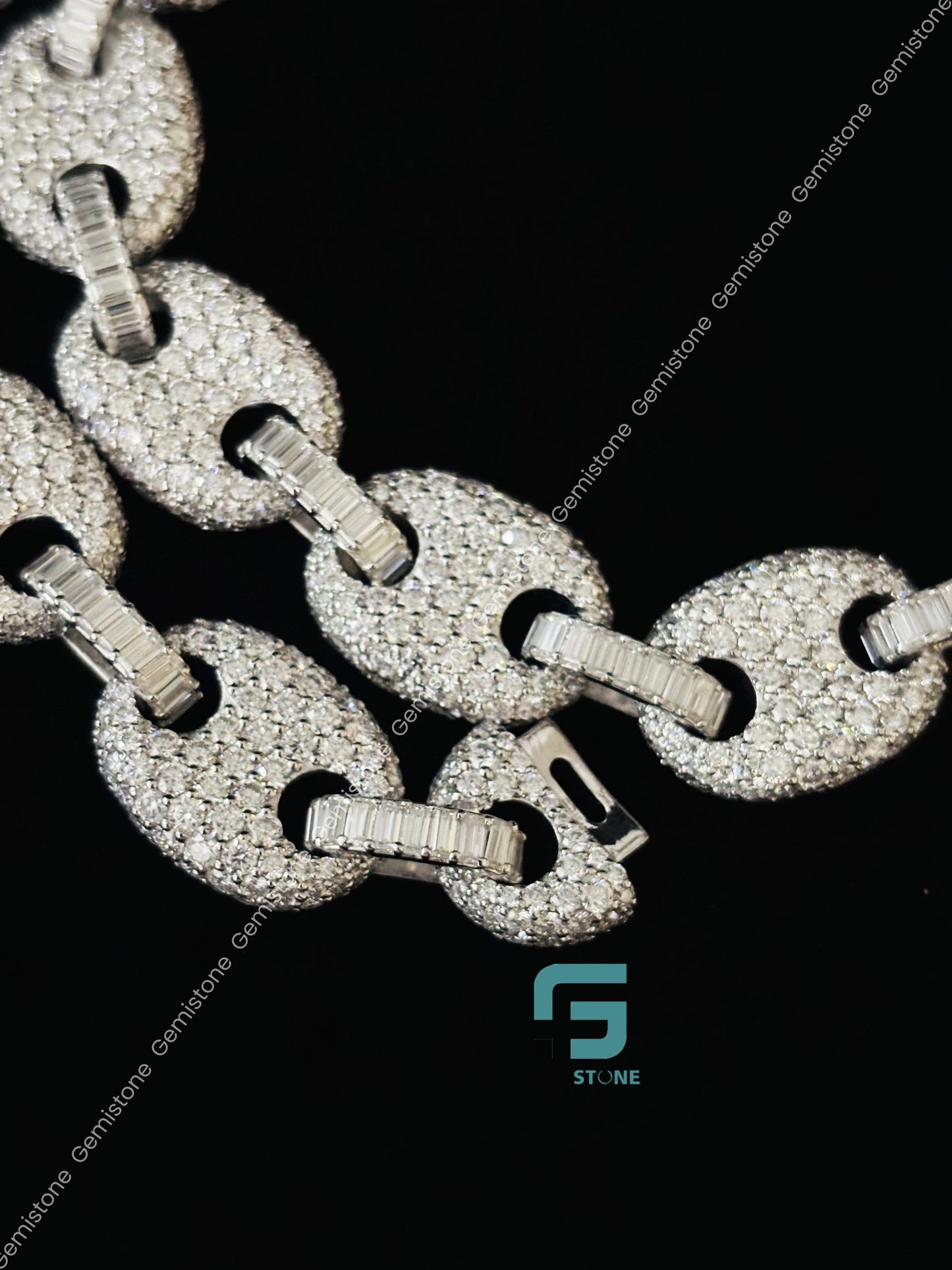 Iced out Hip Hop Moissanite Baguette Link Chain