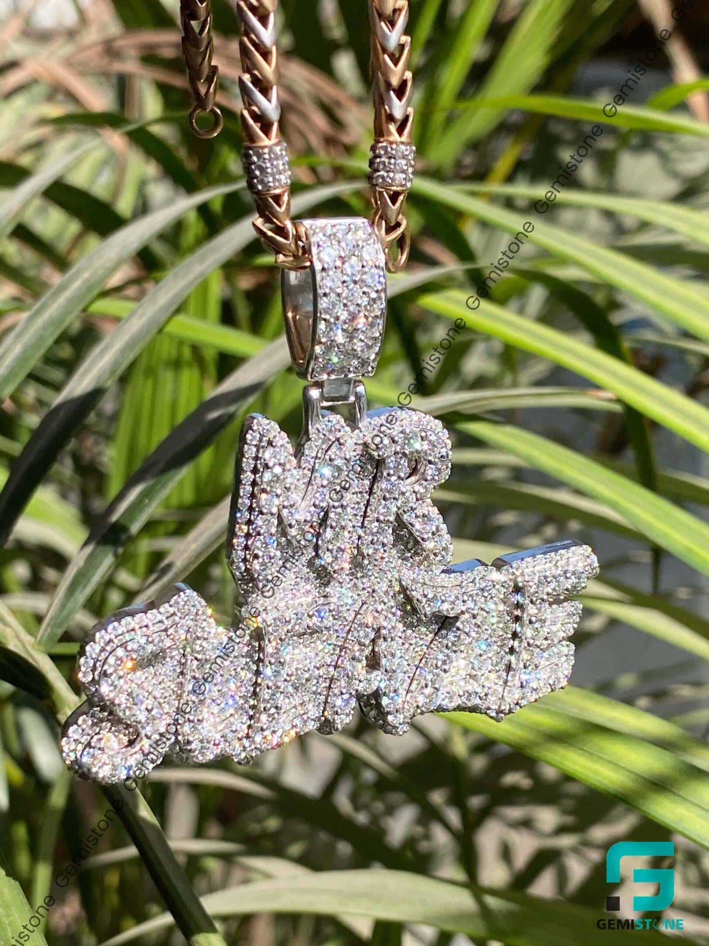 Custom Iced Out Moissanite Diamond Intial Letter Pendant "MR SLEAZE"