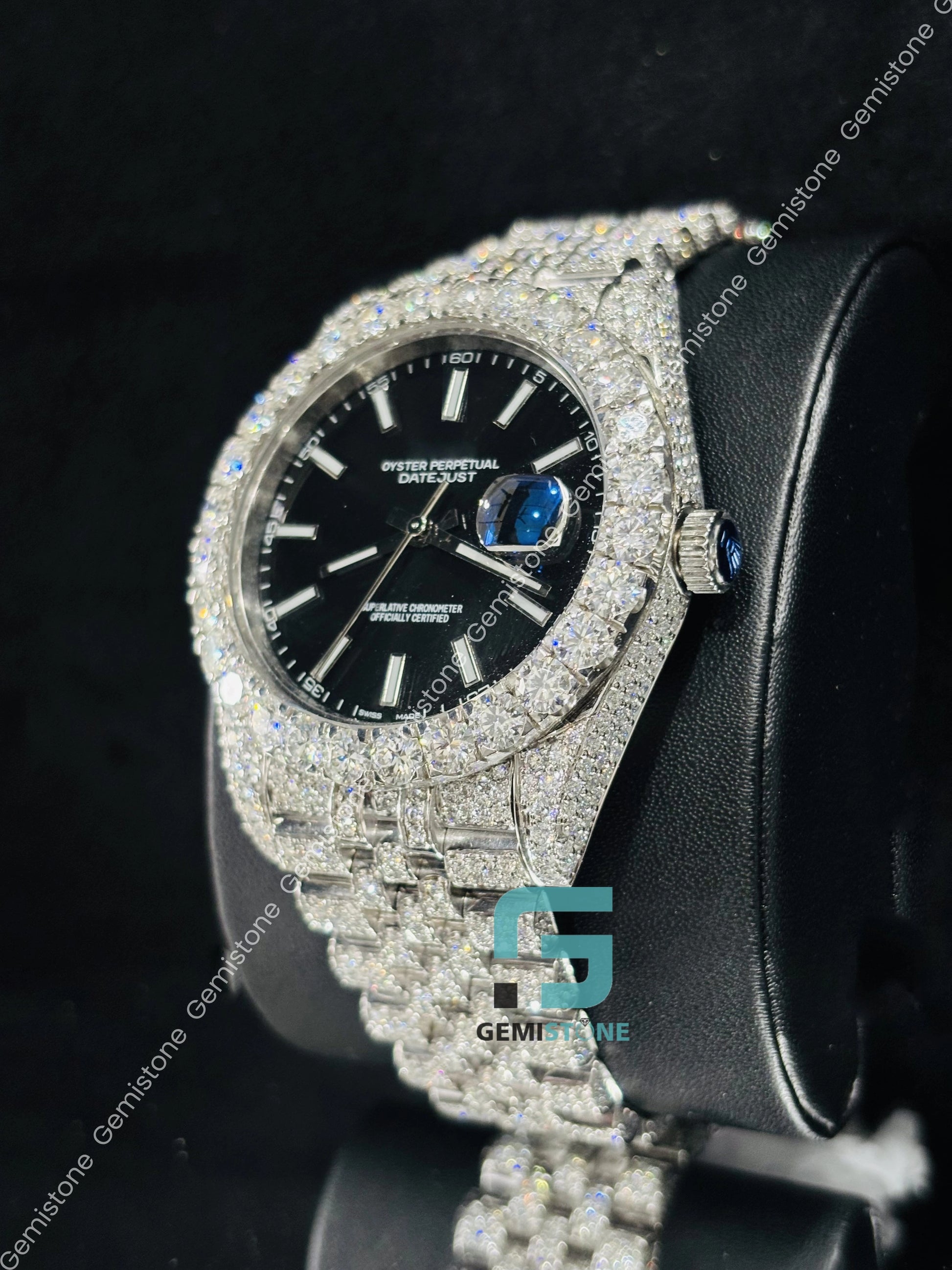 Jubilee Strap Big Bezel Moissanite Watch