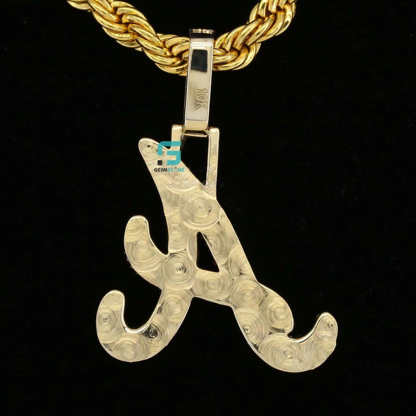 Stunning Round Moissanite Hip Hop Letter A Initial Pendant