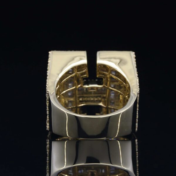 Heavy Round Baguette Moissanite Iced Out H Letter Diamond Ring