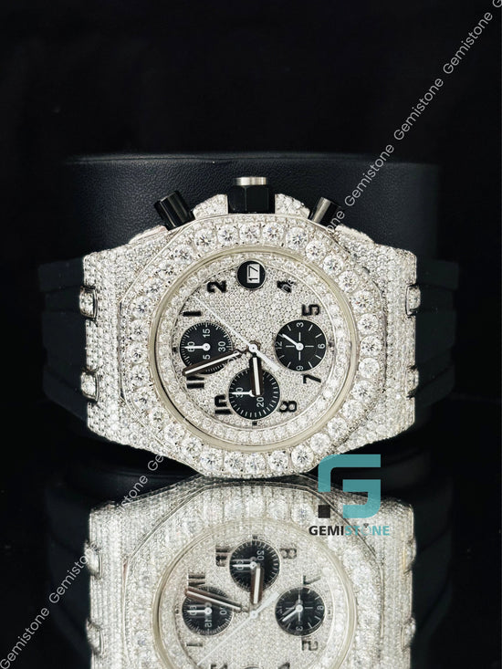 Men Moissanite Stainless Steel Chronograph Watch Men Moissanite Stainless Steel Chronograph Watch