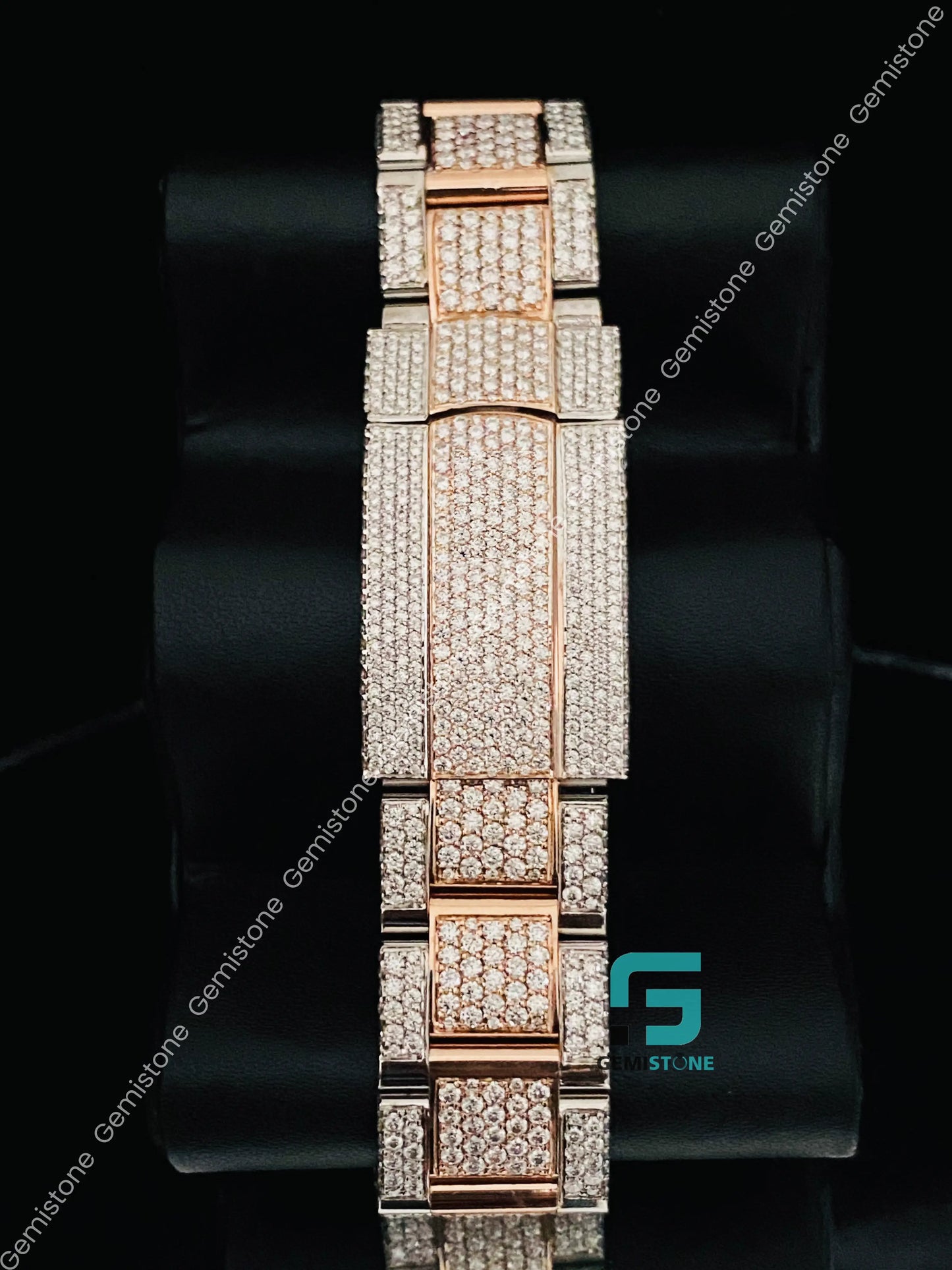 Men's Arabic Number Two Tone Fully Ice Moissanite Watch