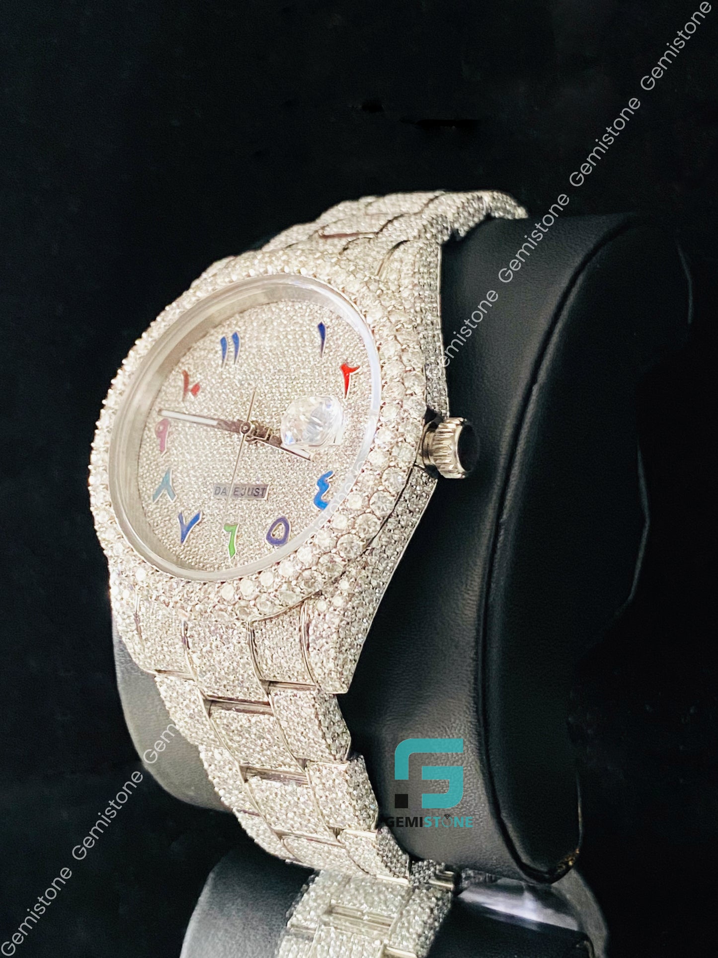 Men_s 41MM VVS Moissanite Color Full Arabic Number Watch