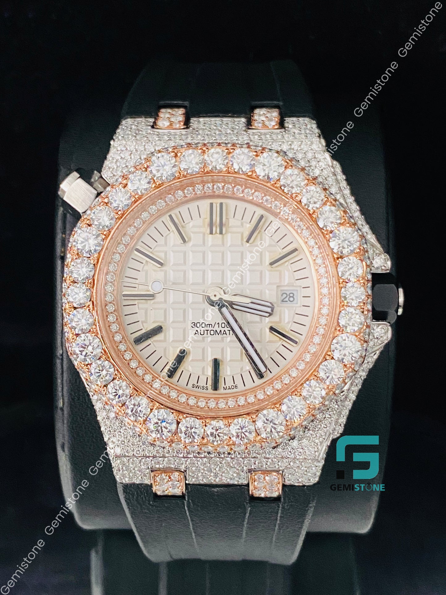 Men_s Luxury Bust Down Moissanite Watch