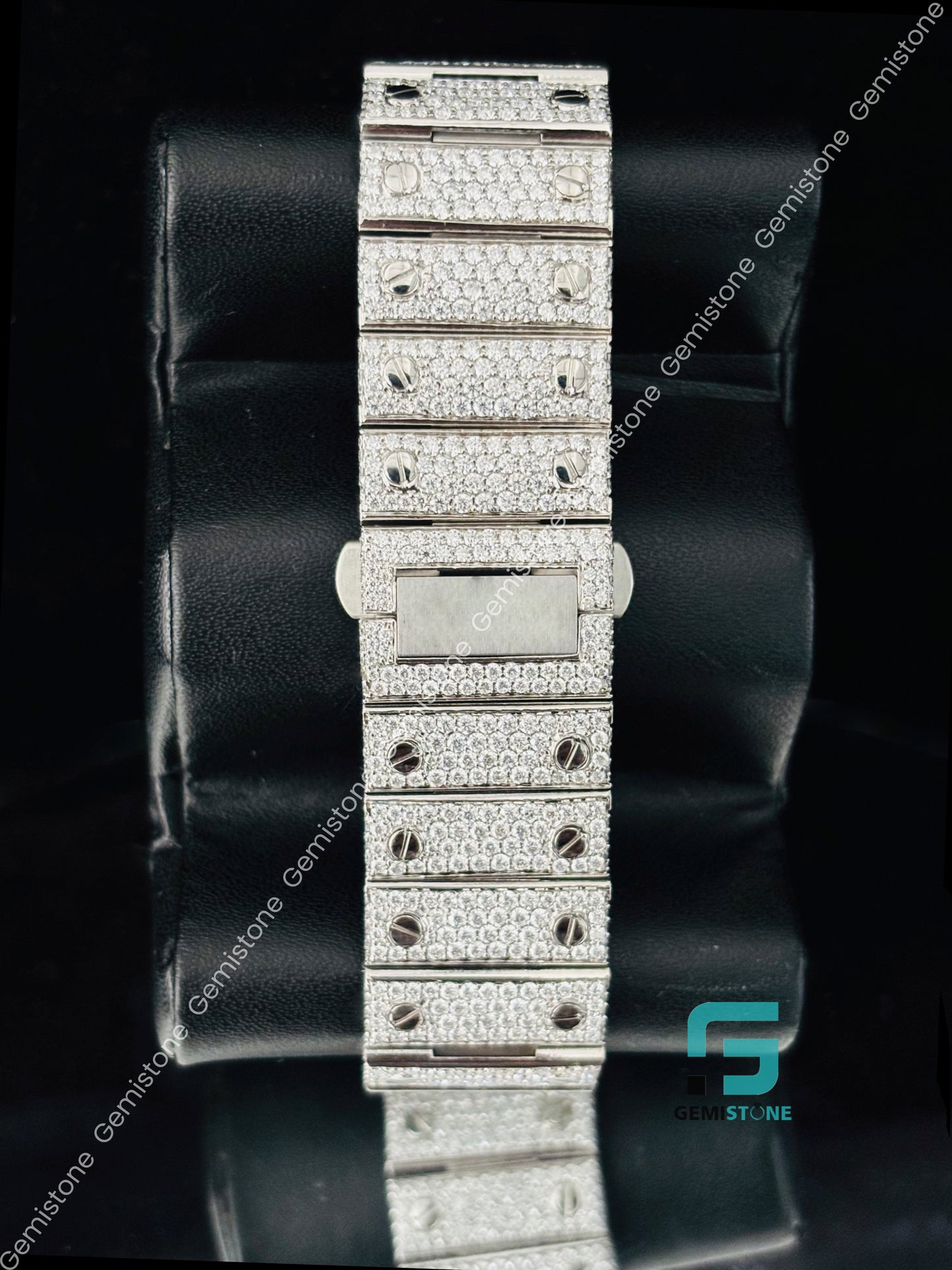Men_s Moissanite Wrist Studded Watch