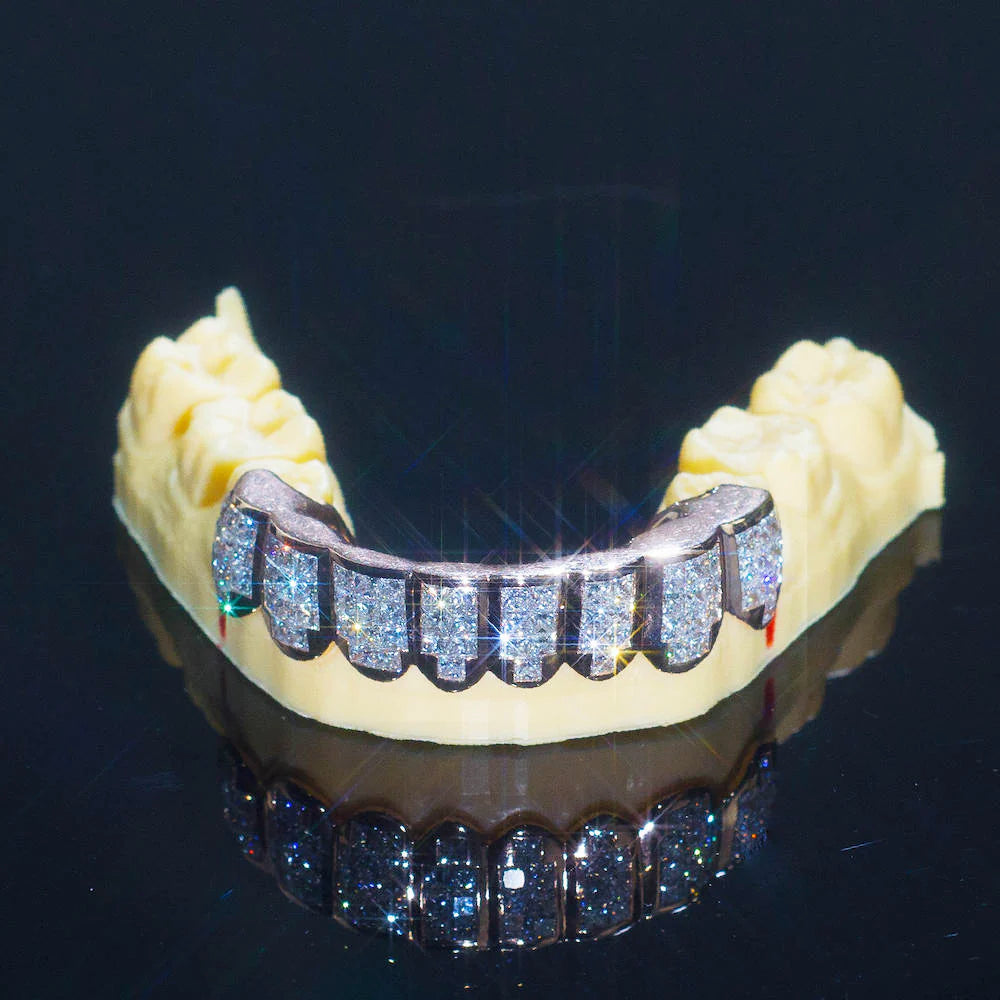 925 Silver Moissanite Invisible Set Princess Cut Grillz For Men