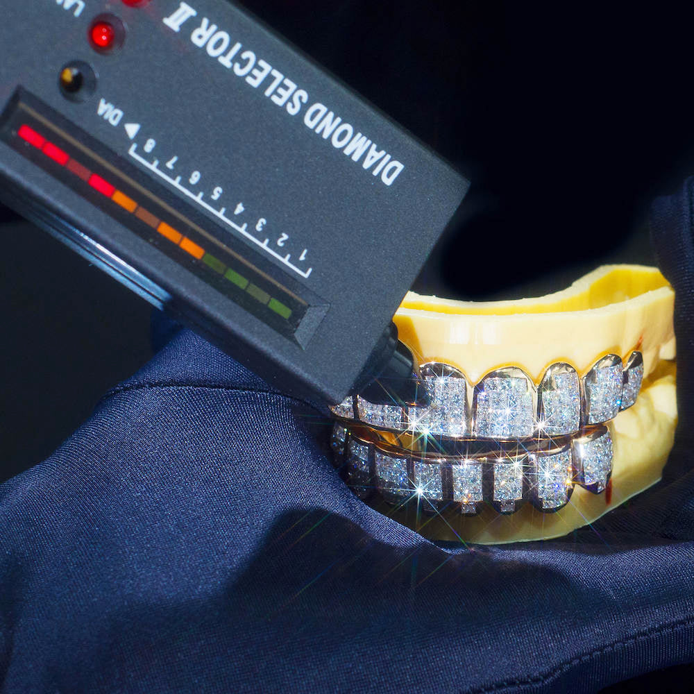 925 Silver Moissanite Invisible Set Princess Cut Grillz For Men