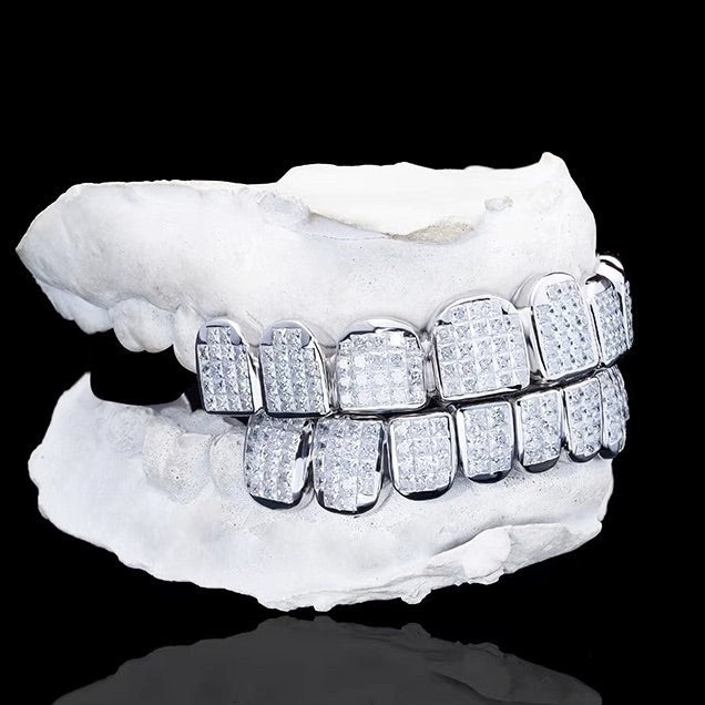 8 On 8 Moissanite Invisible Set Princess Cut Diamond Grillz