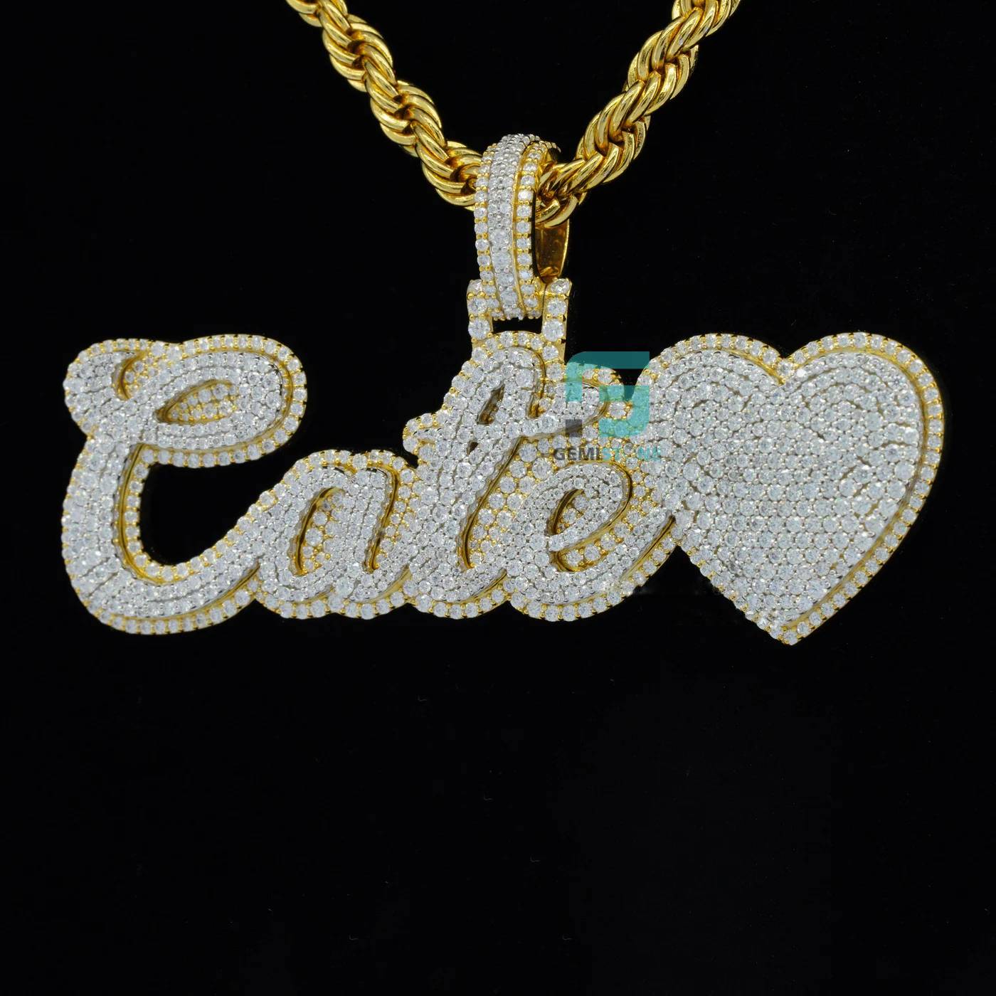 VVS Moissnaite Iced Hip Hop Cate Letter Diamond Pendant