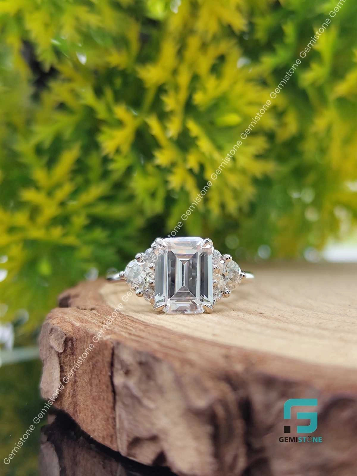 Moissanite 9x7 MM Emerald Cut Moissanite Ring