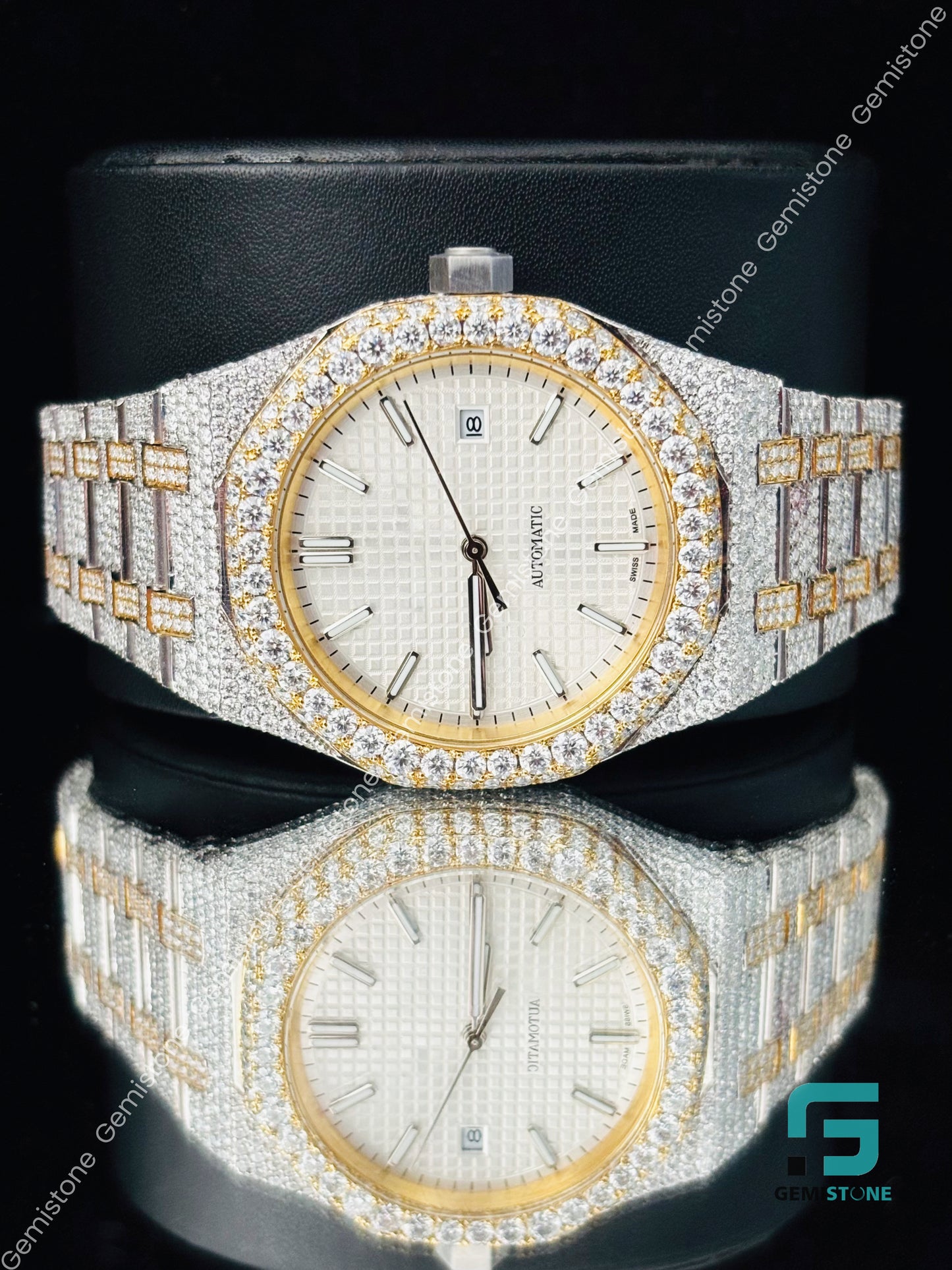 Moissanite Automatic Dual Tone Watch