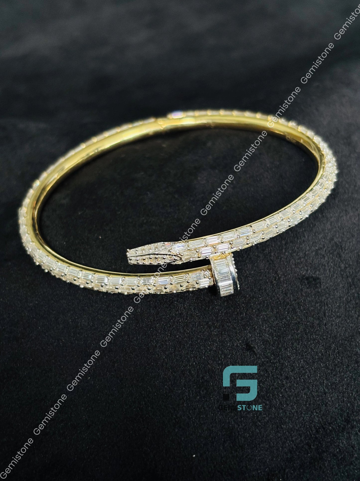 Moissanite Baguette Cut Studded Bracelet