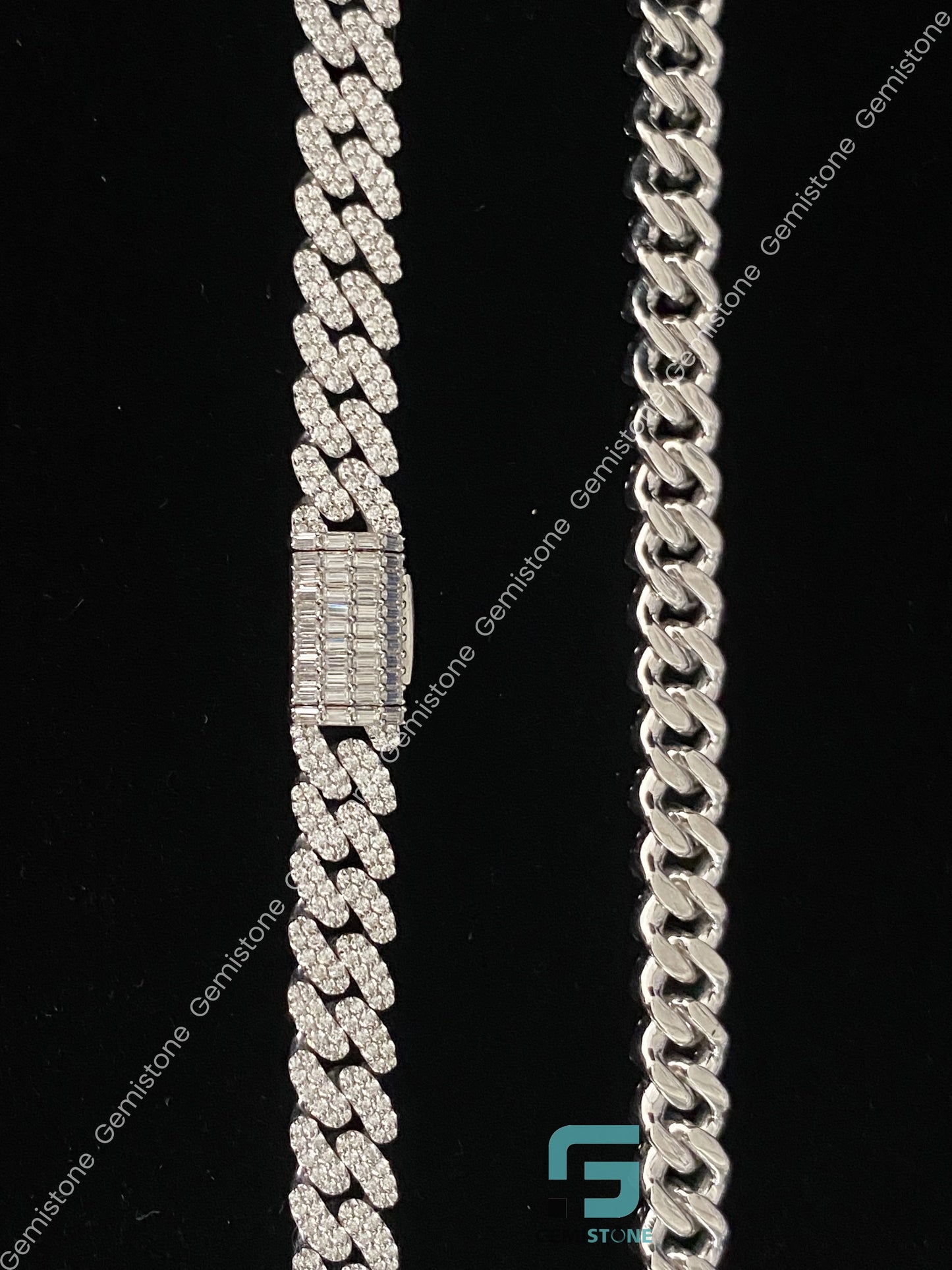 Moissanite Baguette Round Diamond Hip Hip Cuban Chain