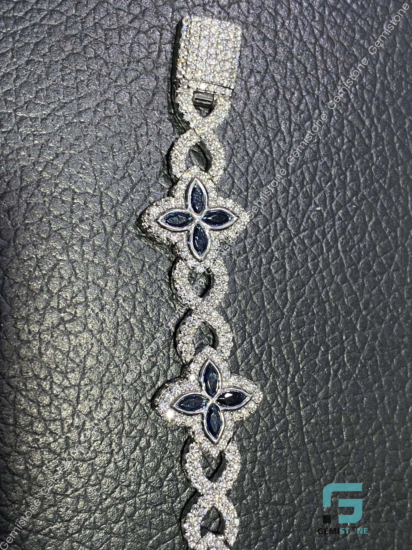 Moissanite Blue Clover Marquise Luxury Bracelet