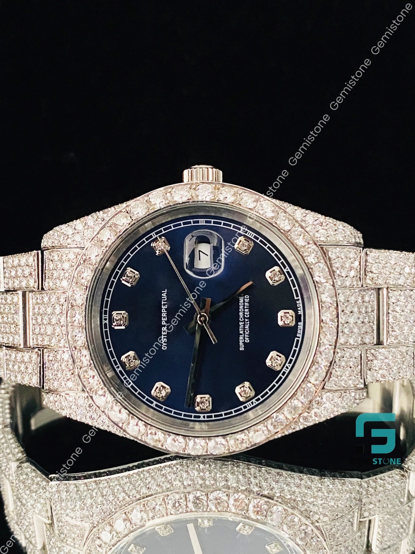 Moissanite Blue Dial Watch