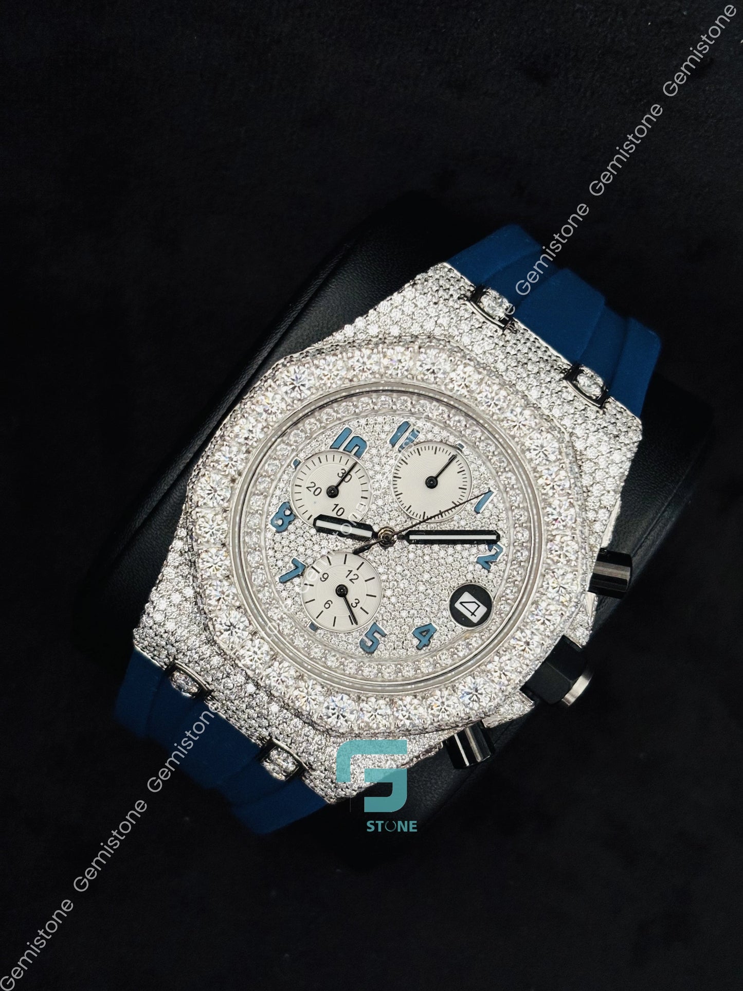 Moissanite Blue Number Face Dial Moissanite AP Watch
