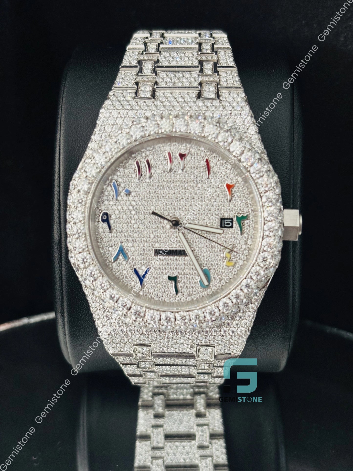 Moissanite Colorful Arabic Number Moissanite Watch