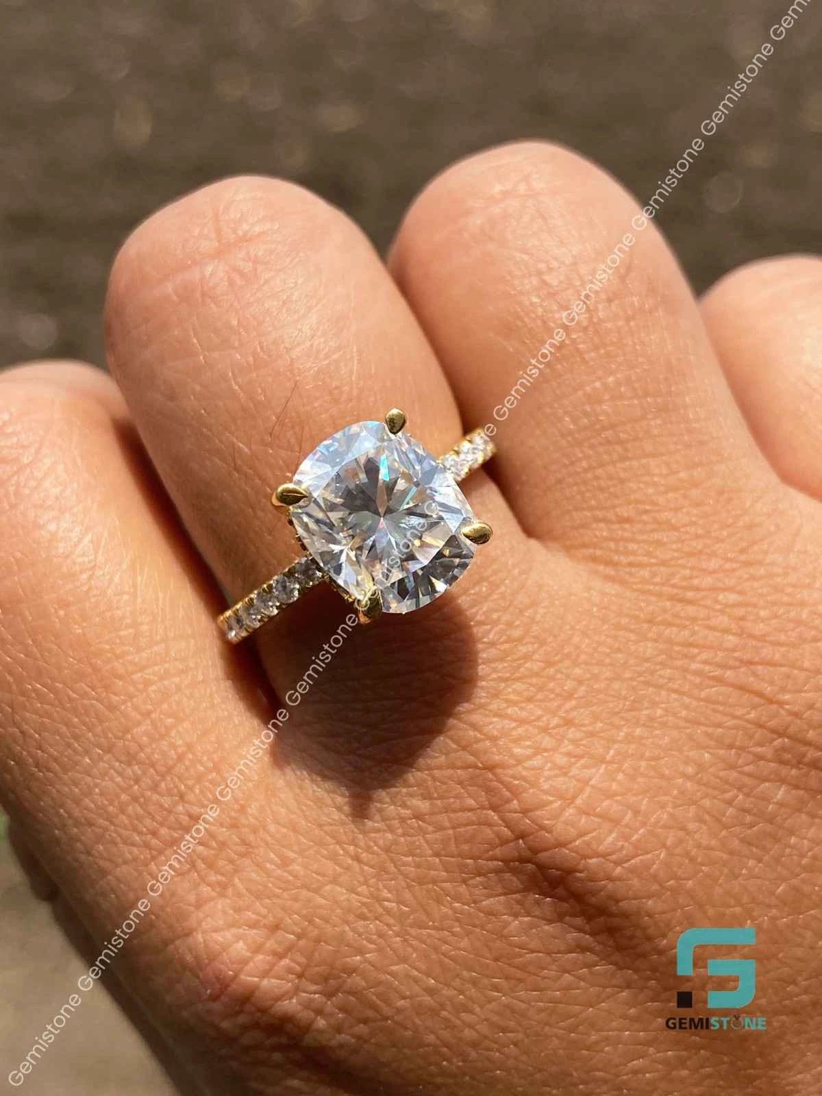 Moissanite Cushion Cut Ring