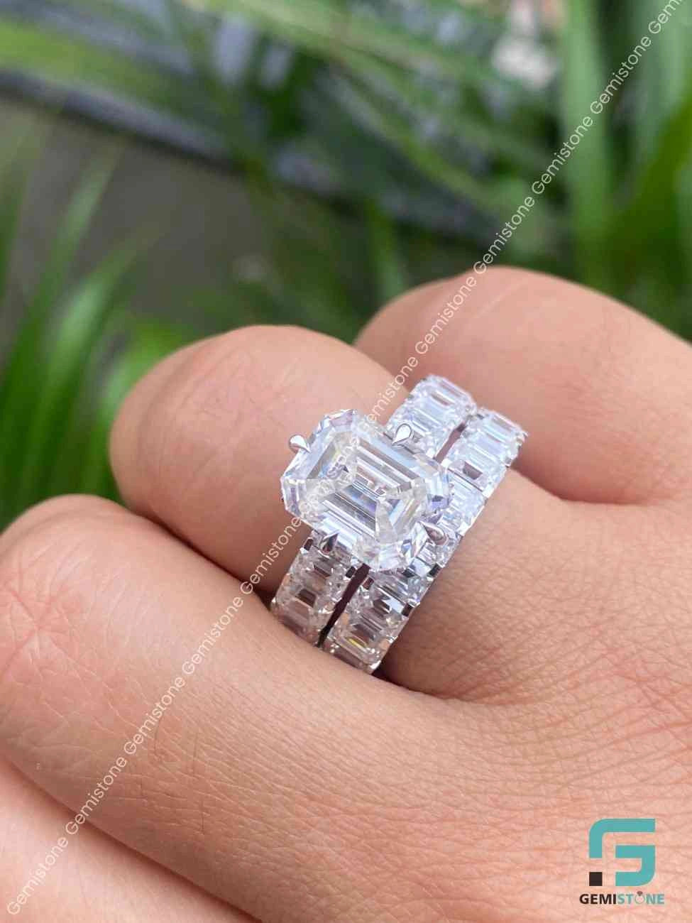 Moissanite Emerald Bridal Set