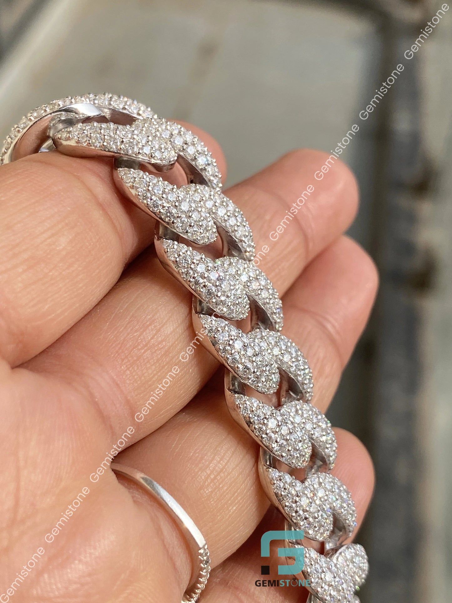Moissanite Fully Studded Bust Down Men Bracelet