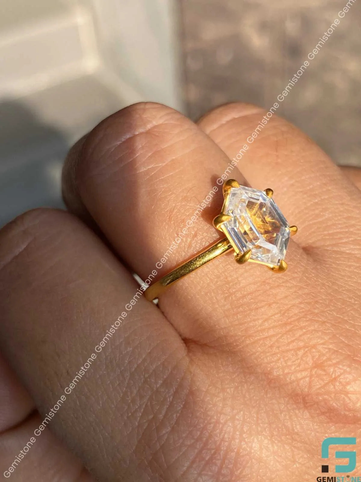 Moissanite Hexagon Engagement Ring