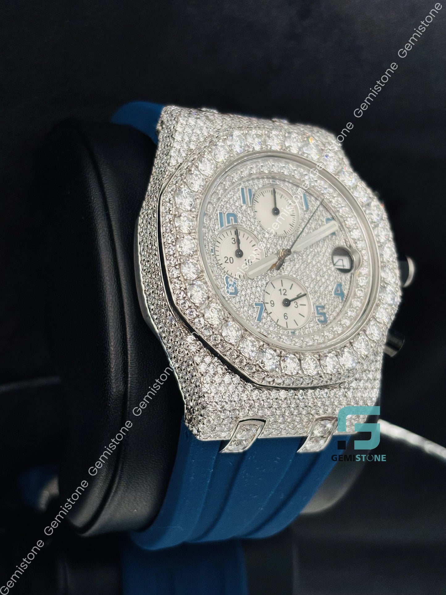 Moissanite Iced Out Chronograph Face Dial Watch