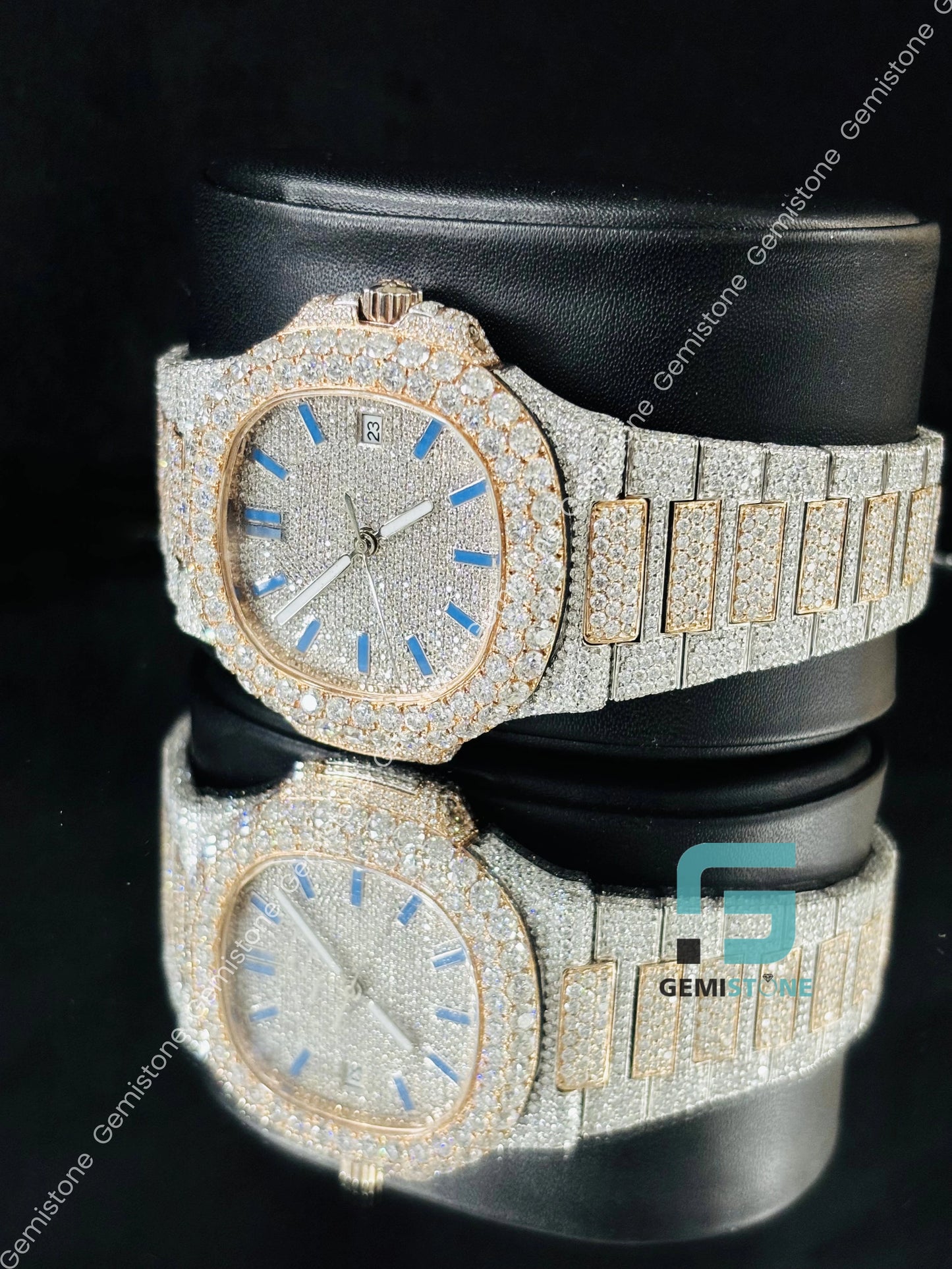 Moissanite Iced Out Dual Tone Hip Hop Watch