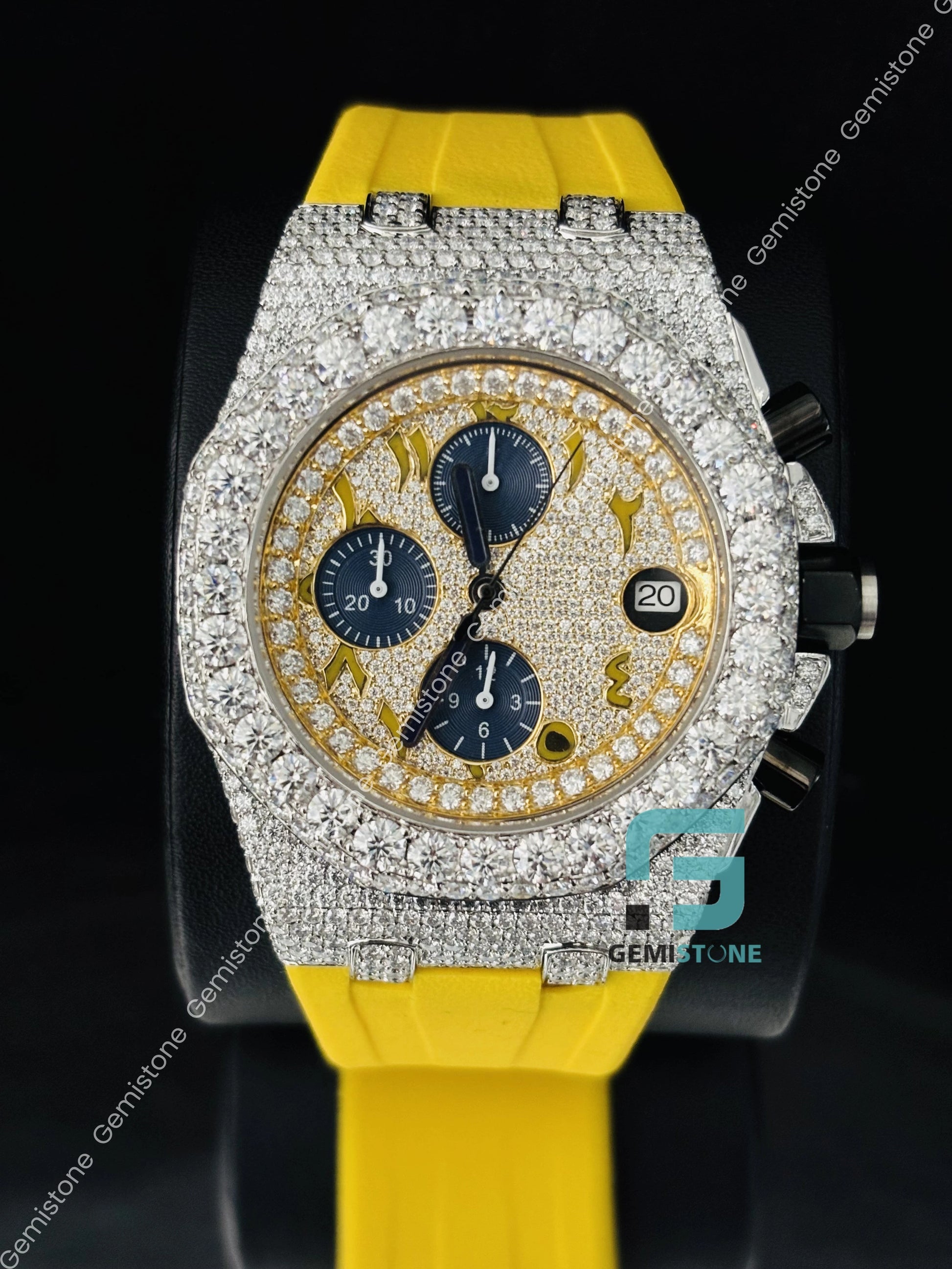 Moissanite Iced Out Hip Hop Blue Chronograph Watch
