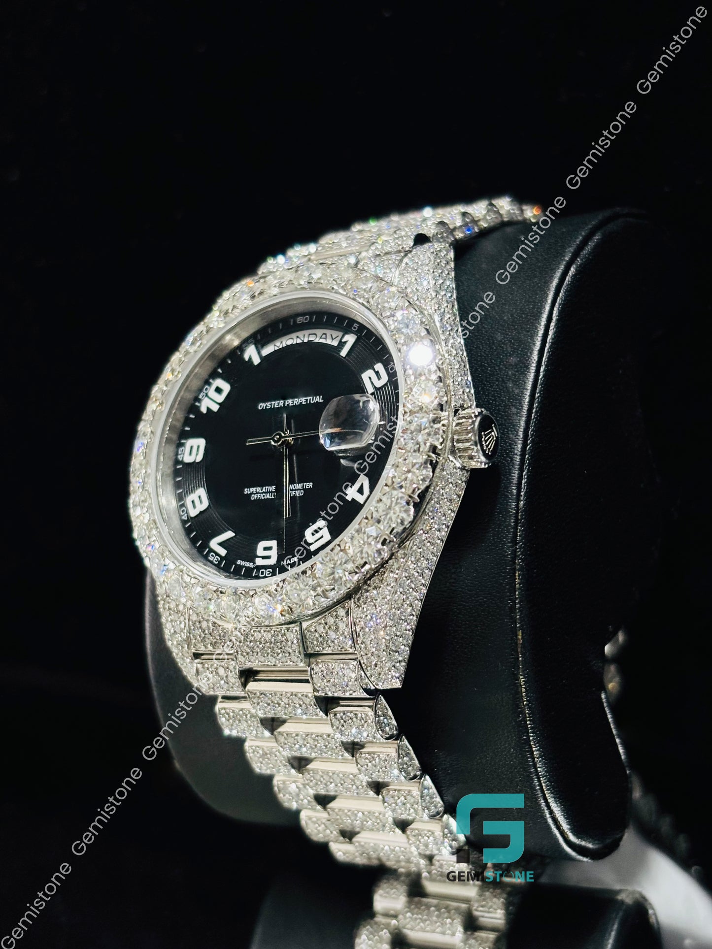 Moissanite Luxury Black Dial Watch