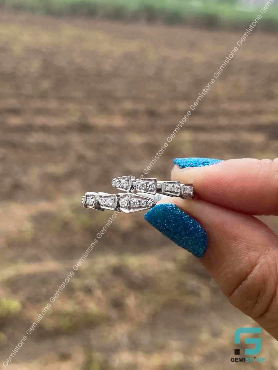Round Brilliant Cut Open Cuff Adjustable Moissanite Engagement Ring For Her
