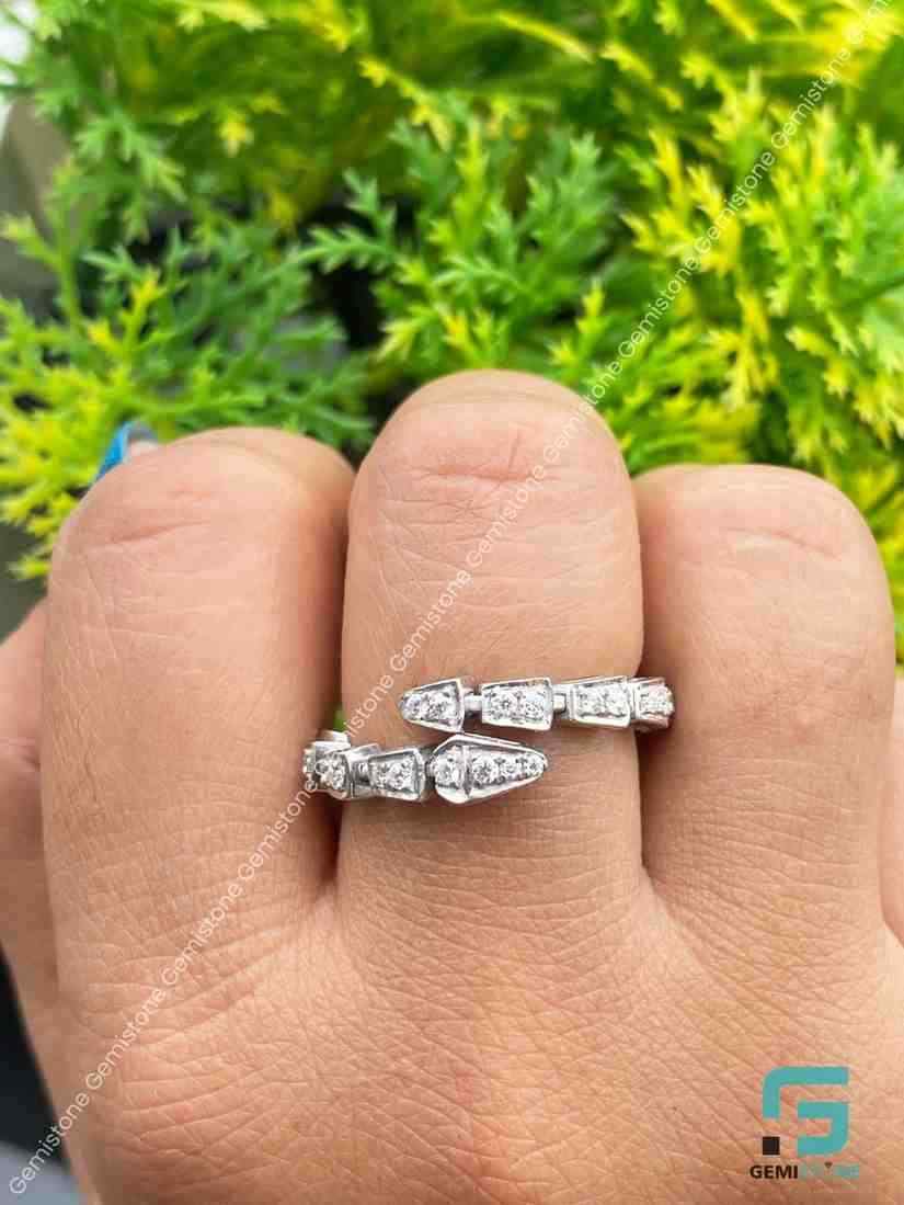 Round Brilliant Cut Open Cuff Adjustable Moissanite Engagement Ring For Her