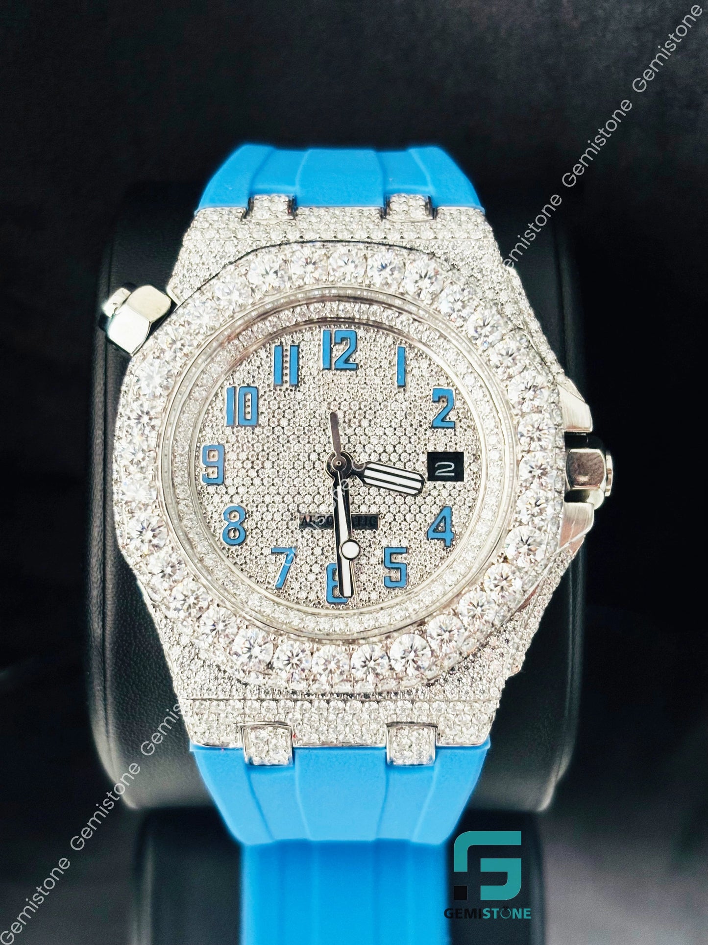Moissanite Rapper Number Watch for Men_s