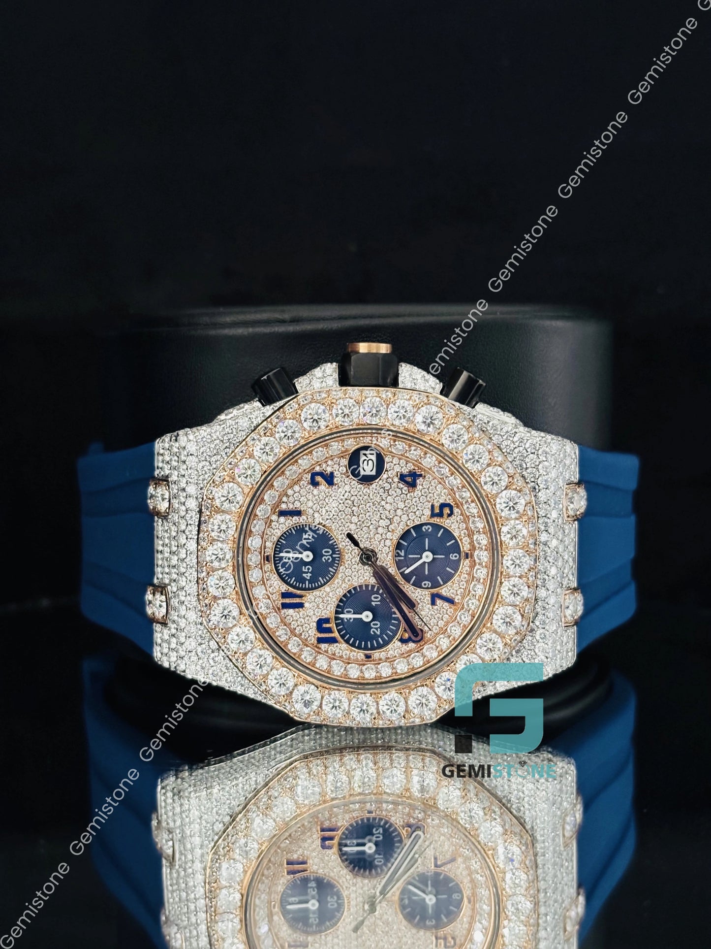Moissanite Rose Gold Plated Chronograph Watch