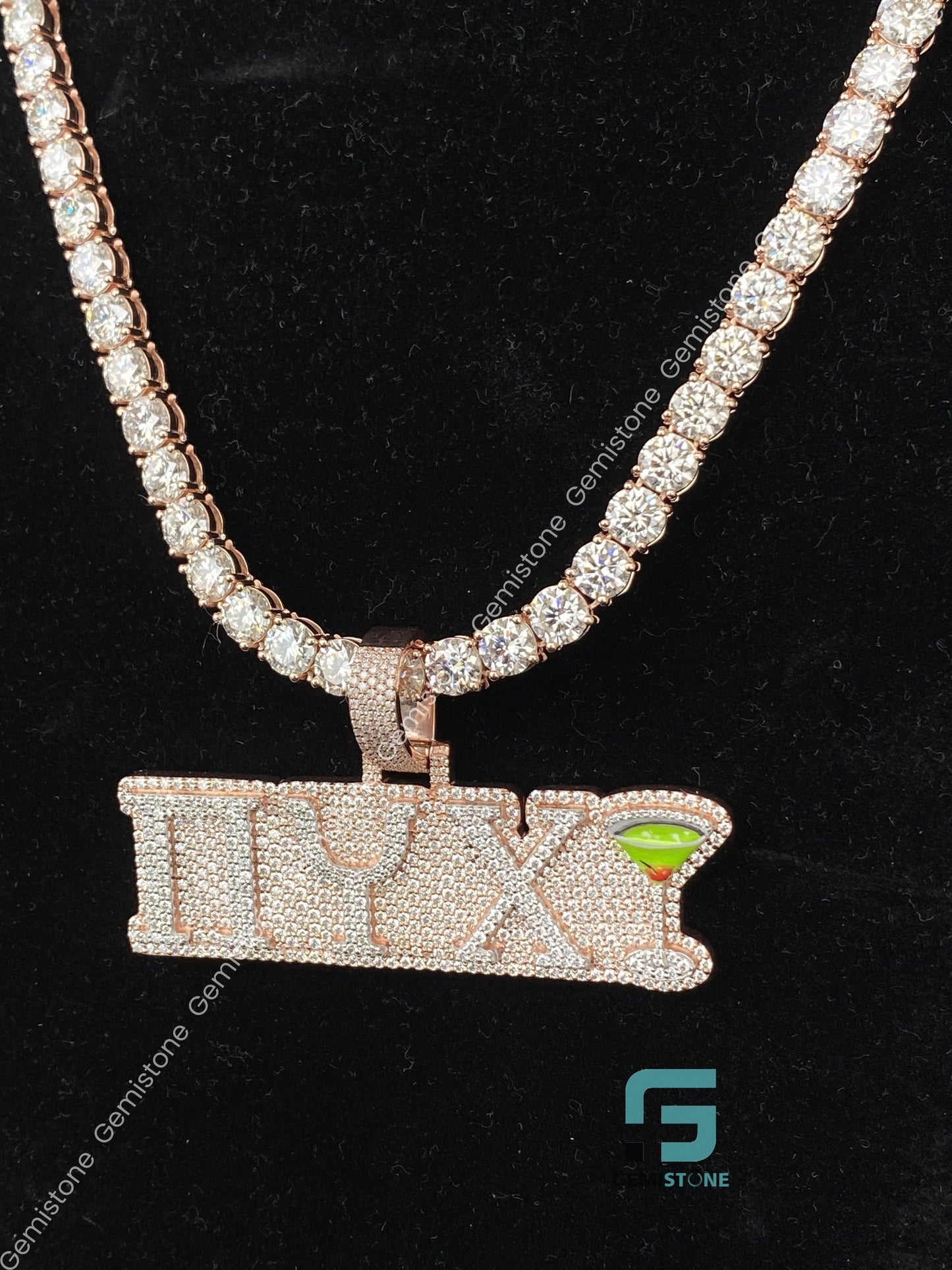 Moissanite Rose Gold Plated Tennis Chain